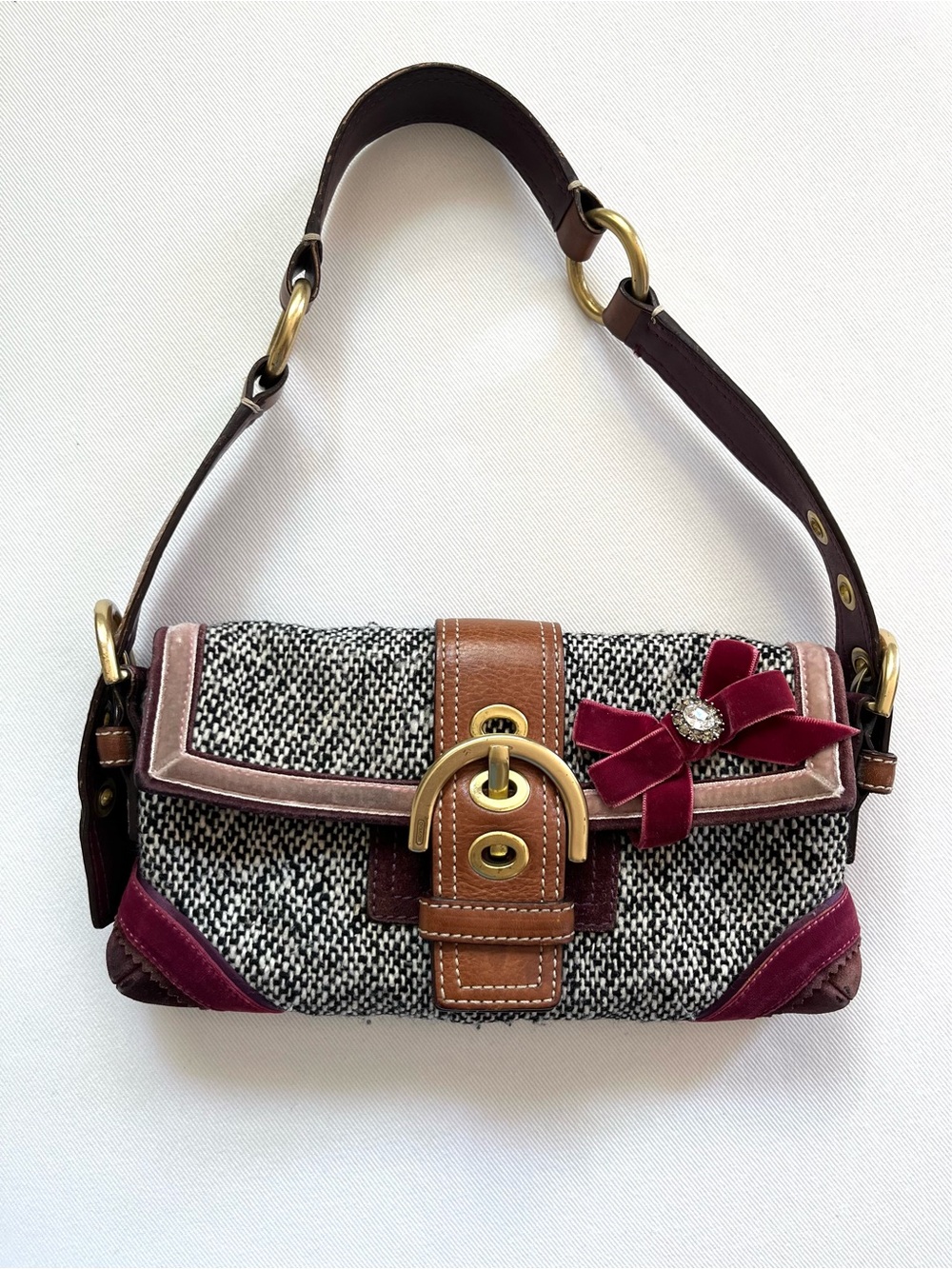 Coach Vintage 8F01 Multicolor Tweed Soho Y2K Demi Shoulder Bag